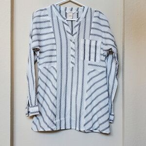 Sundance White Cotton Prairie Embroidered Half Button Pullover Tunic Size Small
